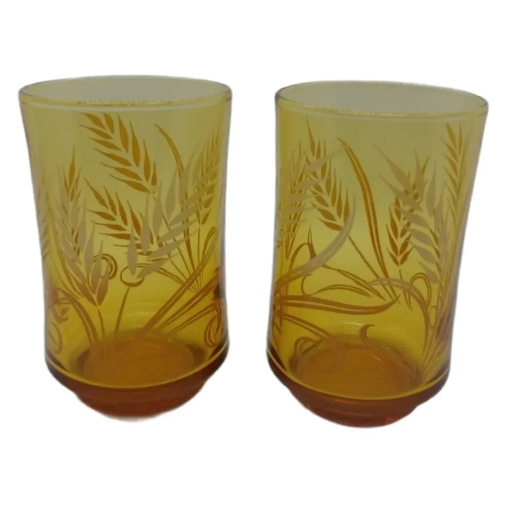 Libbey Amber Wheat Pattern Breakfast Cup, Set of 2